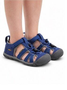 Size 4 Keen Kid's Seacamp II CNX Sandal - Blue Blue Depths/ Gargoyle Water Shoes